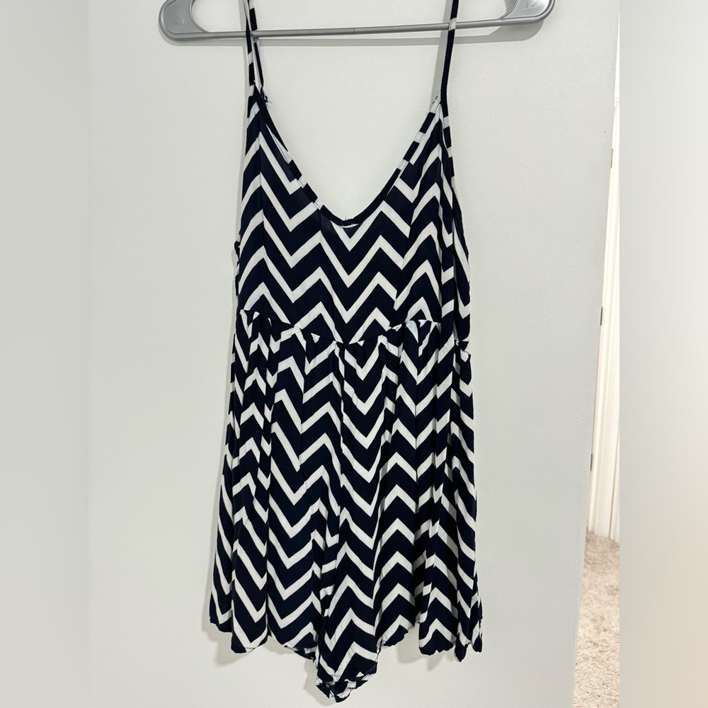 Navy and White Romper